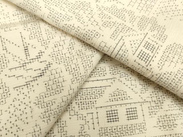 平和屋着物●結城紬 80亀甲 風景草葉文 正絹 逸品 DAAU0742tw