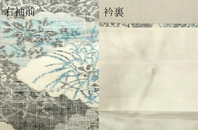平和屋着物●小千谷紬 雲取り草葉文 証紙付き 正絹 逸品 DAAU0779tw