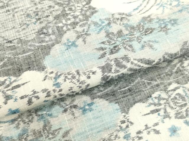 平和屋着物●小千谷紬 雲取り草葉文 証紙付き 正絹 逸品 DAAU0779tw