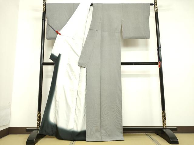 平和屋着物●江戸小紋 万筋 白花色×黒色 正絹 逸品 DAAU0854tw