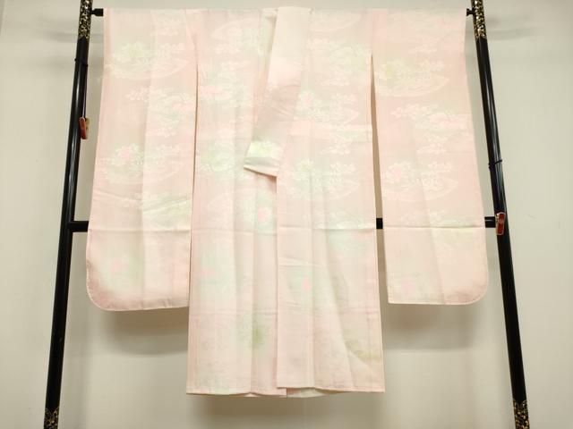 平和屋着物●豪華振袖・長襦袢セット(袷) 型染め 紅型 雲取り花鳥笹竹文 正絹 逸品 DAAU0856tw