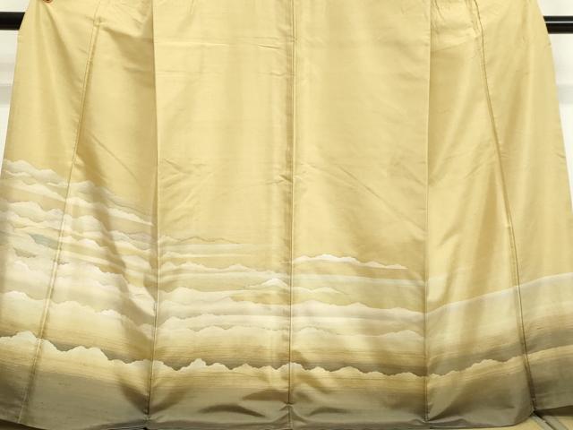 平和屋着物●色留訪問着 紬地 雲文 金糸 正絹 逸品 DAAU0863tw