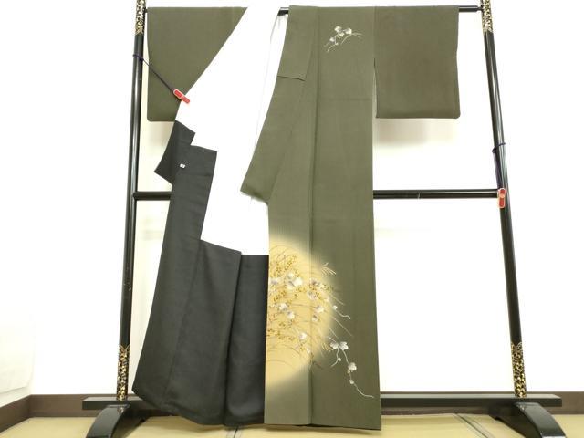 平和屋着物●訪問着 駒刺繍 葡萄蔦の葉文 暈し染め 金彩 ゆう苑扱い 正絹 逸品 DAAU0867tw