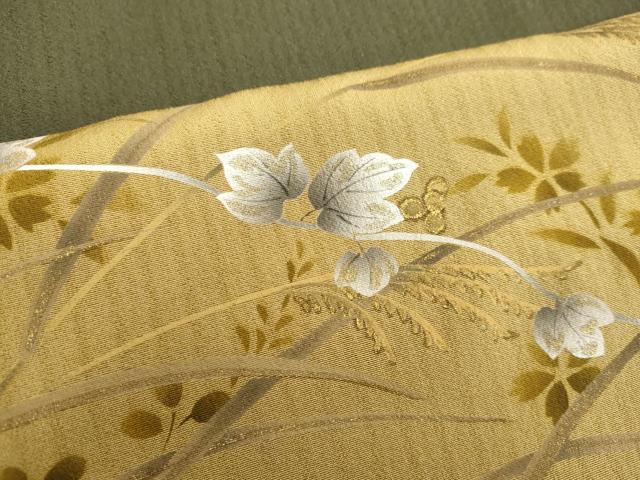 平和屋着物●訪問着 駒刺繍 葡萄蔦の葉文 暈し染め 金彩 ゆう苑扱い 正絹 逸品 DAAU0867tw