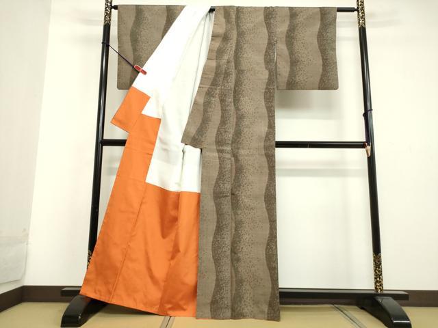 平和屋着物●上質な紬 抽象間道 正絹 逸品 DAAU0868tw