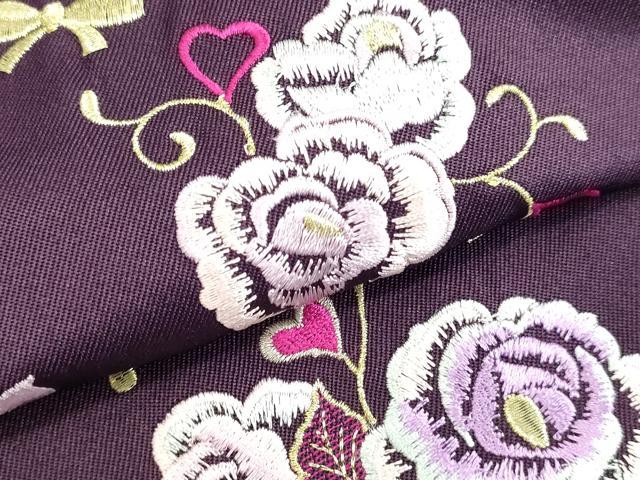 平和屋着物●女性 行灯袴 総刺繍 草花文 深紫色 金銀糸 卒業式 洗える着物 未使用 DAAV1008tw