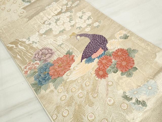 平和屋着物◎六通柄袋帯 唐織 鳳凰花文 金糸 正絹 逸品 DAAU1086qa