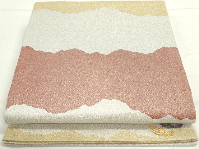 平和屋着物◎西陣 あづみ野謹製 六通柄袋帯 よろけ縞 ワンポイント 金銀糸 正絹 逸品 DAAU1327qa