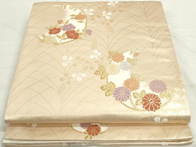 平和屋着物◎六通柄袋帯 唐織 草花文 金糸 正絹 逸品 DAAU1328qa