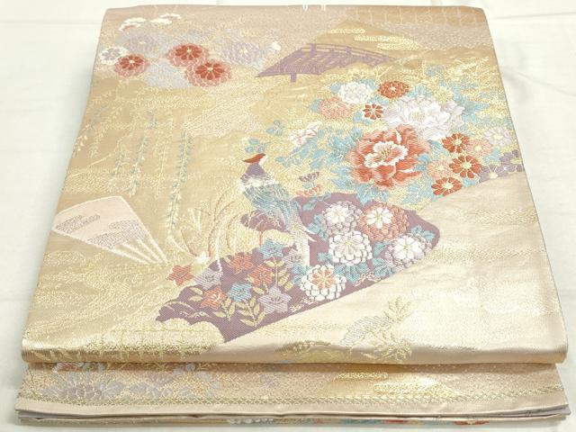 平和屋着物◎六通柄袋帯 唐織 鳳凰秋草文 金糸 正絹 逸品 DAAU1329qa