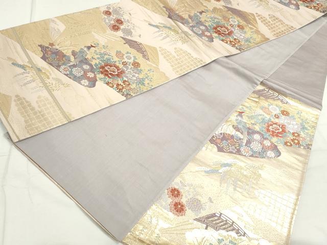 平和屋着物◎六通柄袋帯 唐織 鳳凰秋草文 金糸 正絹 逸品 DAAU1329qa