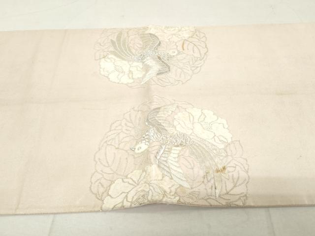 平和屋着物◎中国三大刺繍 相良刺繍 総刺繍 太鼓柄袋帯 花鳥文 銀糸 正絹 逸品 DAAU1371qa