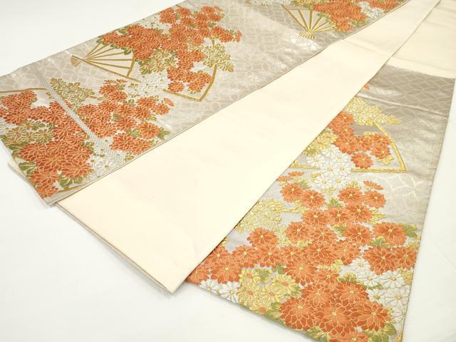 平和屋着物◎六通柄袋帯 唐織 扇面菊文 金銀糸 正絹 逸品 DAAU1574xg