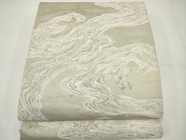 平和屋着物◎西陣 六通柄袋帯 流水文 銀糸 引箔 証紙付き 正絹 逸品 DAAU1581xg