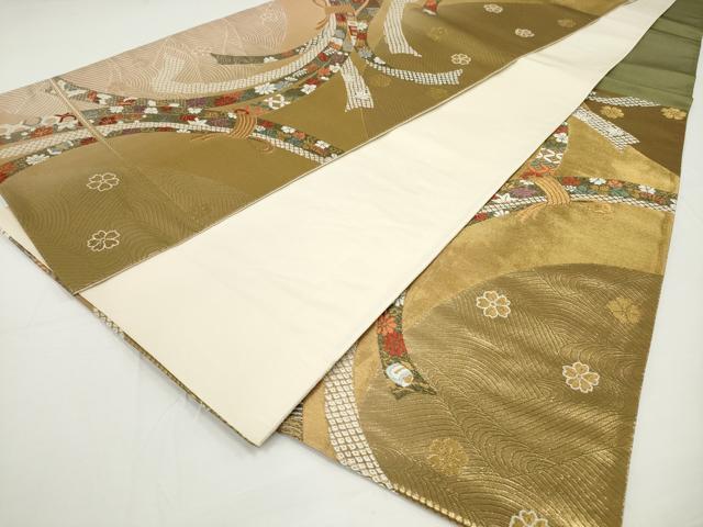 平和屋着物◎六通柄袋帯 束ね熨斗花蝶文 金糸 正絹 逸品 DAAU1589xg