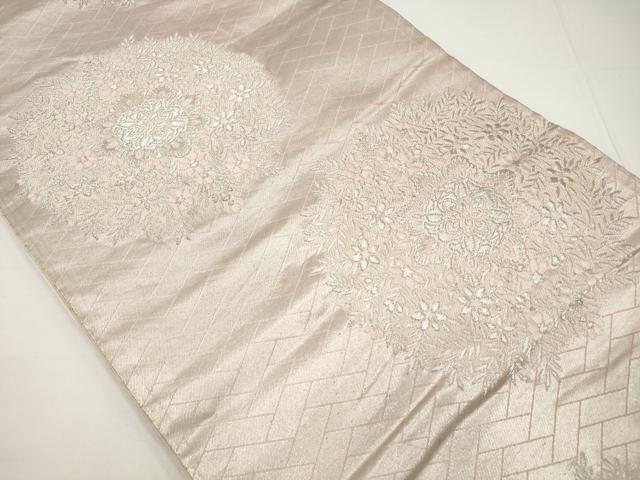 平和屋着物◎六通柄袋帯 唐織 正倉院花文 銀糸 正絹 逸品 DAAU1602xg