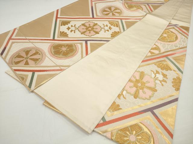 平和屋着物◎六通柄袋帯 唐織 桧垣瑞花文 金糸 引箔 正絹 逸品 DAAU1615xg