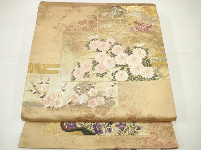 平和屋着物◎六通柄袋帯 唐織 葵元禄蒔絵 金銀糸 引箔 正絹 逸品 DAAU1620xg