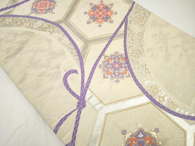 平和屋着物◎六通柄袋帯 唐織 正倉院亀甲花文 金銀糸 正絹 逸品 DAAU1626xg