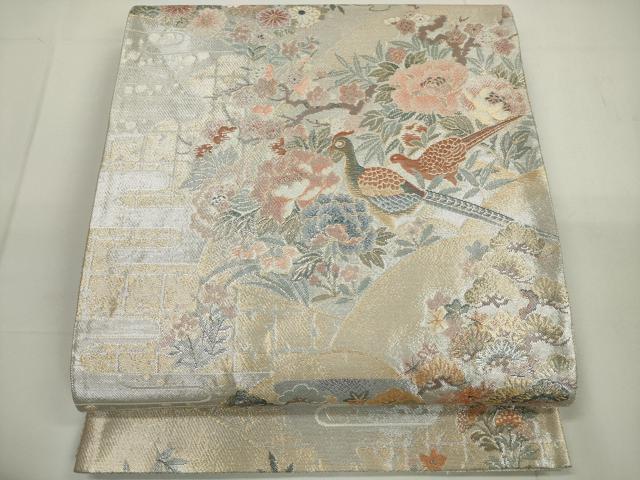 平和屋着物◎佐賀錦 六通柄袋帯 地紙花鳥文 金銀糸 正絹 逸品 DAAU1653xg