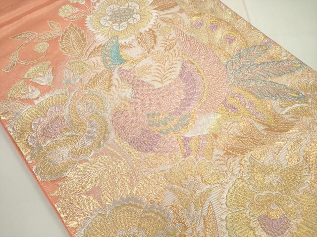 平和屋着物◎六通柄袋帯 唐花孔雀文 金銀糸 正絹 逸品 DAAU1654xg