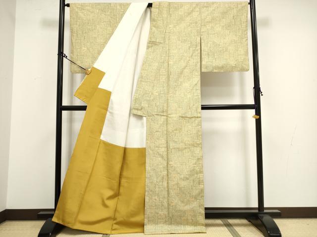 平和屋着物■上質な紬 幾何学文 正絹 逸品 DAAU1811xg