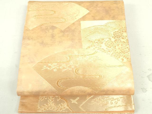 平和屋着物◎六通柄袋帯 地紙風景文 金糸 正絹 逸品 DAAU1825xg