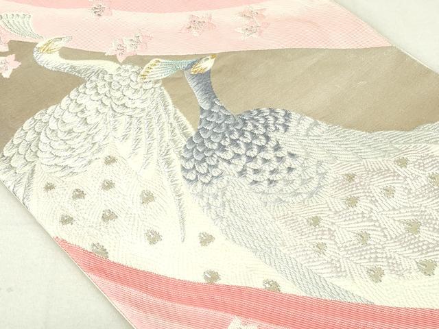 平和屋着物◎六通柄袋帯 唐織 孔雀花文 金銀糸 さが美扱い 正絹 逸品 DAAU1854xg