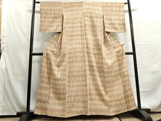 平和屋着物▽上質な小紋 単衣 杢目絞り 霞文 正絹 逸品 DAAU2629ud