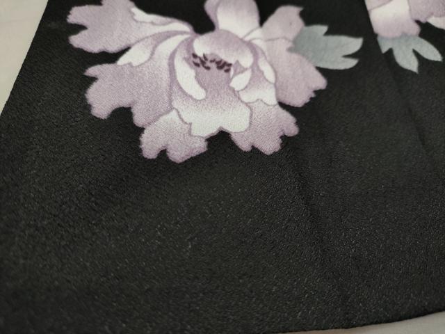 平和屋着物▽小紋 単衣 舞花文 黒地 洗える着物 DAAU2657ud