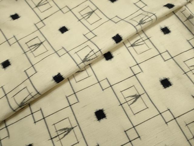 平和屋着物▽上質な紬 単衣 幾何学文様 正絹 逸品 DAAU2660ud