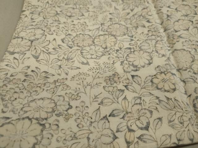 平和屋着物▽上質な小紋 単衣 紬地 草花文 正絹 逸品 DAAU2668ud