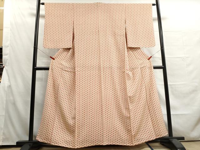 平和屋着物▽上質な小紋 単衣 麻の葉文様 正絹 逸品 DAAU2713ud