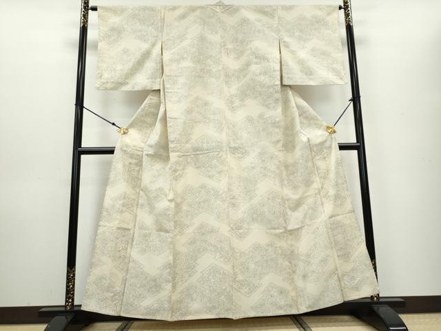 平和屋着物▽上質な紬 単衣 抽象文様 正絹 逸品 DAAU2984ud