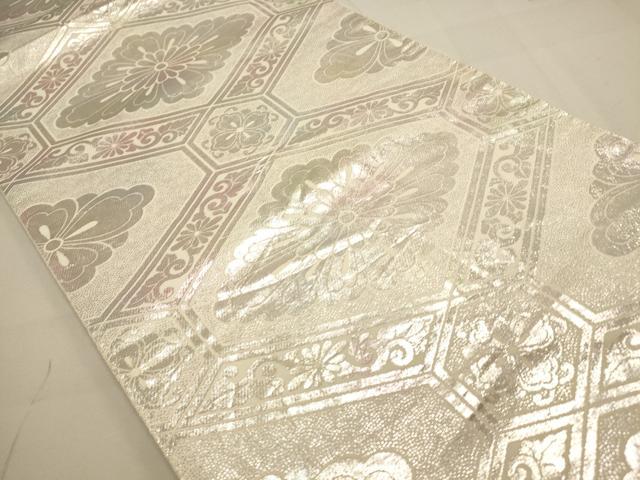 平和屋着物◎六通柄袋帯 蜀江菊唐草文 銀糸 正絹 逸品 DAAU3063op