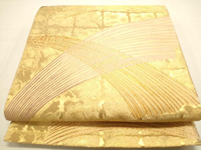 平和屋着物◎六通柄袋帯 抽象文様 金糸 正絹 逸品 DAAU3068op