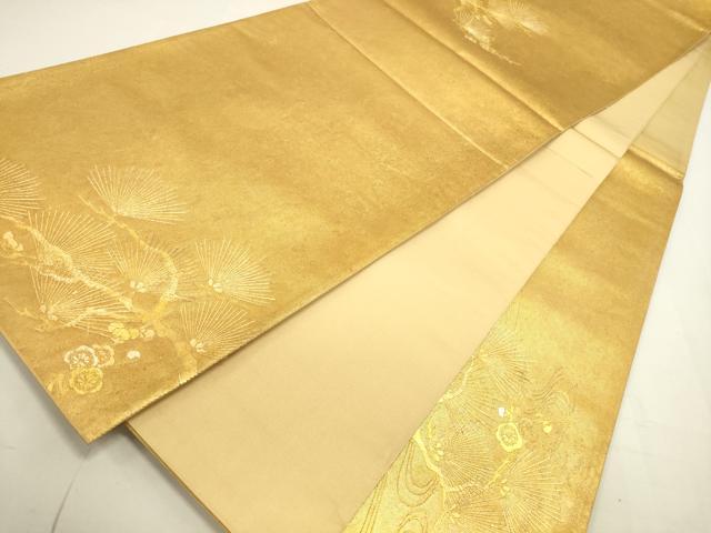平和屋着物◎太鼓柄袋帯 風景梅松文 金銀彩 引箔 正絹 逸品 DAAU3090op