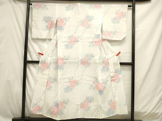 平和屋着物*夏物 本場小千谷ちぢみ 牡丹 麻 逸品 DAAW0944op