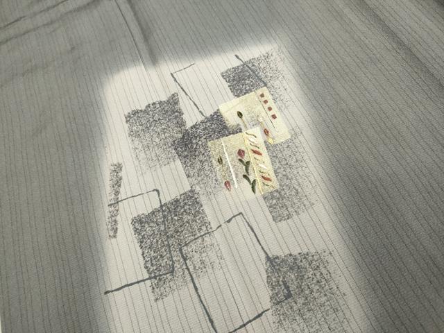 平和屋着物▽訪問着 単衣 刺繍 色紙花文 暈し染め 金糸 正絹 逸品 DAAU3575du