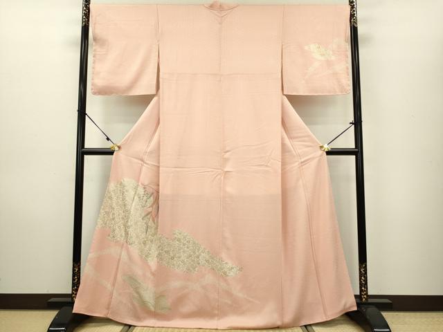 平和屋着物●訪問着 絞り 刺繍 草花文 宍色 金彩 正絹 逸品 DAAU3945du