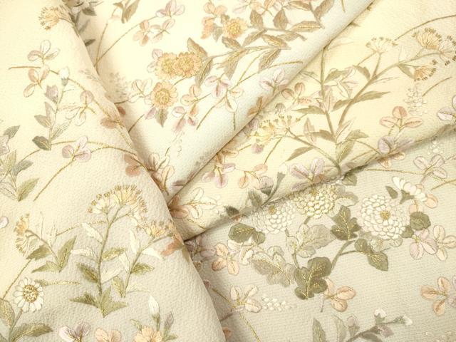 平和屋着物●訪問着 総刺繍 草花文 暈し染め 金糸 正絹 逸品 DAAU3957du