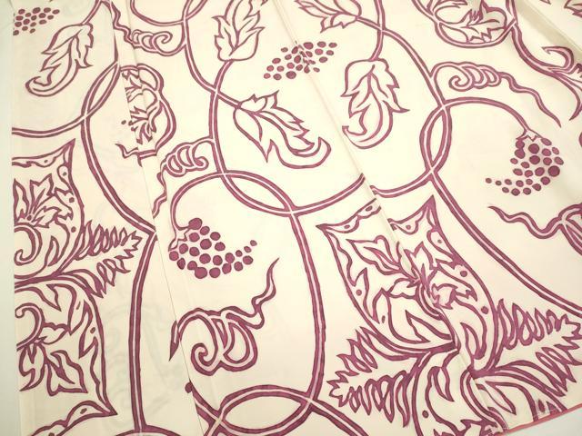平和屋着物●上質な小紋 手描き 葡萄蔦の葉文 正絹 逸品 DAAU3967du