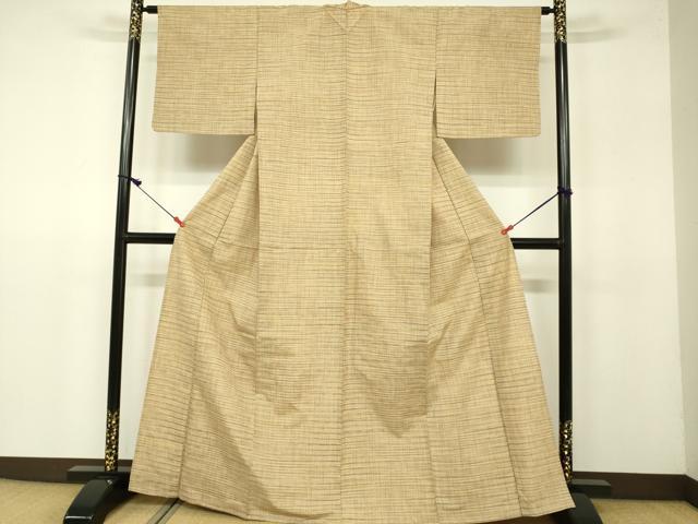 平和屋着物▽上質な紬 単衣 花織 正絹 逸品 DAAU3978du