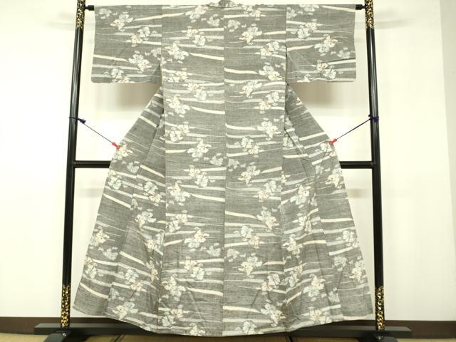 平和屋着物▽上質な紬 単衣 舞花文 正絹 逸品 DAAU3979du