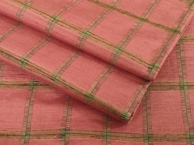 平和屋着物▽上質な紬 単衣 格子 正絹 逸品 DAAU3980du