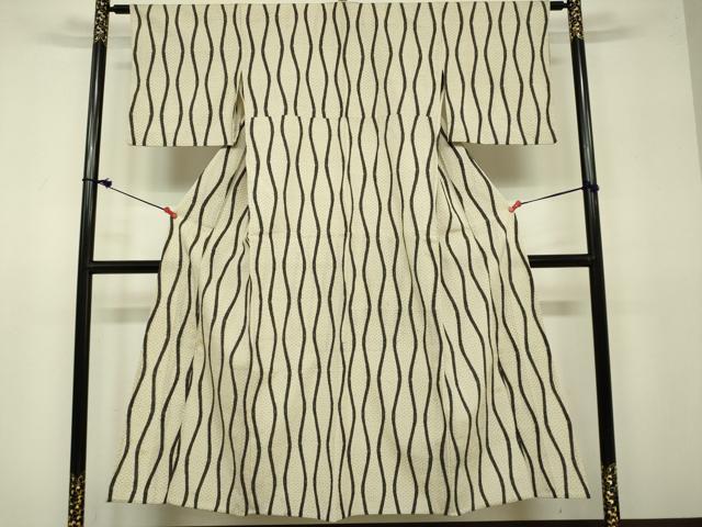平和屋着物▽本塩沢 単衣 立涌文 正絹 逸品 DAAU3983du