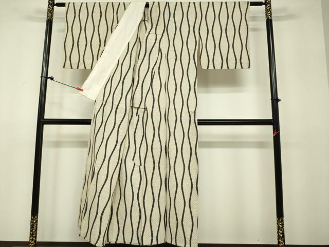 平和屋着物▽本塩沢 単衣 立涌文 正絹 逸品 DAAU3983du