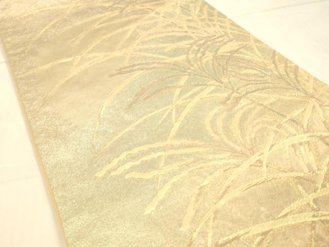 平和屋着物◎六通柄袋帯 草葉文 金糸 引箔 正絹 逸品 DAAU4119cm