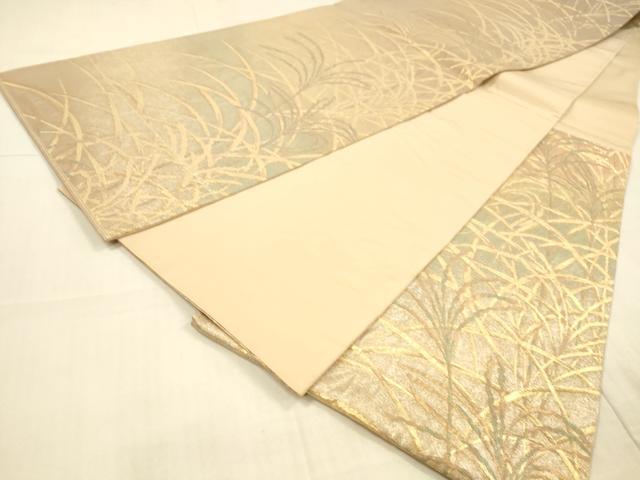 平和屋着物◎六通柄袋帯 草葉文 金糸 引箔 正絹 逸品 DAAU4119cm