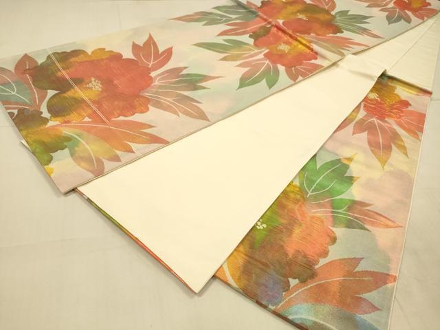 平和屋着物◎六通柄袋帯 草花文 金糸 引箔 正絹 逸品 DAAU4158cm